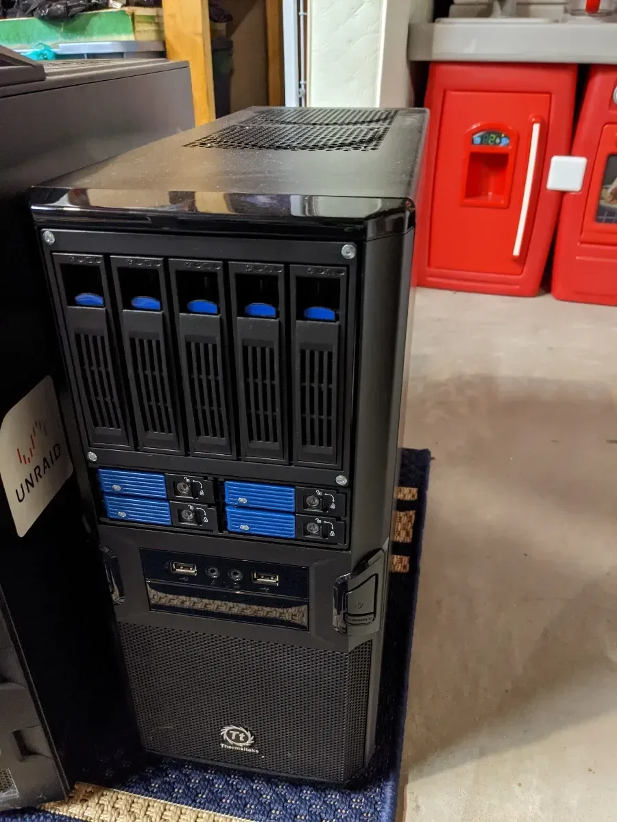 Tower server with multiple front-access drive bays.